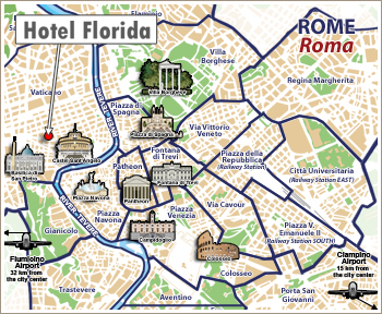 Hotels Rome, Map